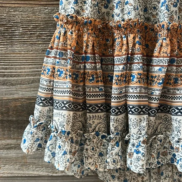 Misa Los Angeles Smocked Waist Tiered Floral Ruffle Mini Skirt Size Small - Picture 2 of 7